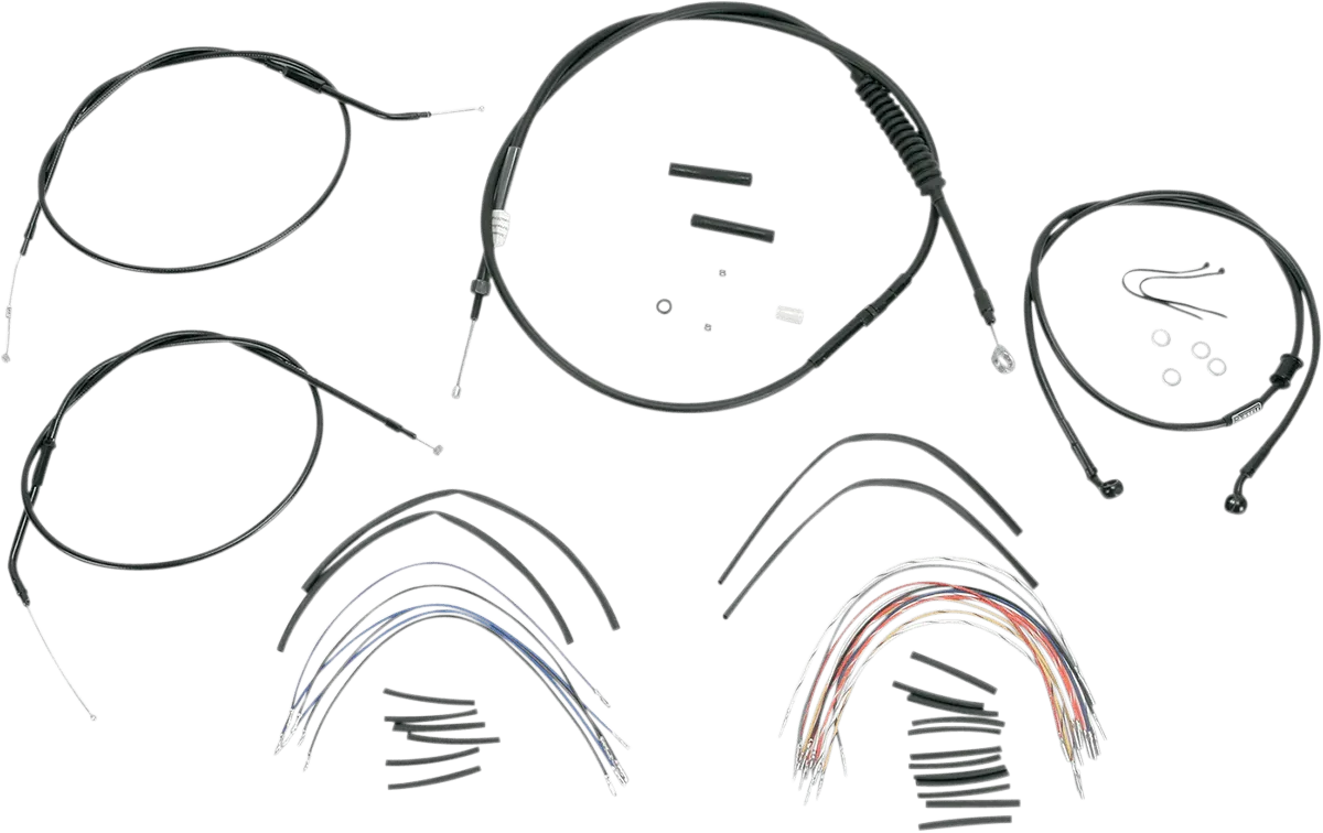 Burly Brand B30-1007 Extended Cable/Brake Line Kit for 12in. Ape Handlebars - Black Vinyl
