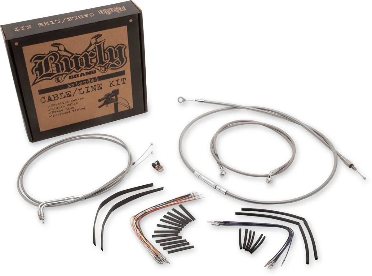 Burly Brand B30-1015 Extended Cable/Brake Line Kit for 16in. Ape Handlebars - Black Vinyl