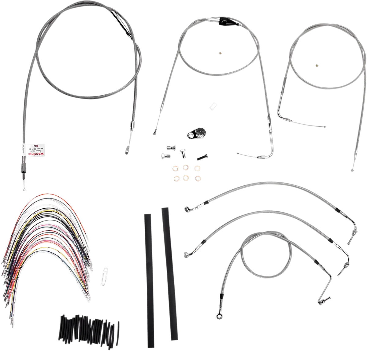 Burly Brand B30-1082 Extended Cable/Brake Line Kit for 14in. Gorilla Handlebars - Stainless Steel