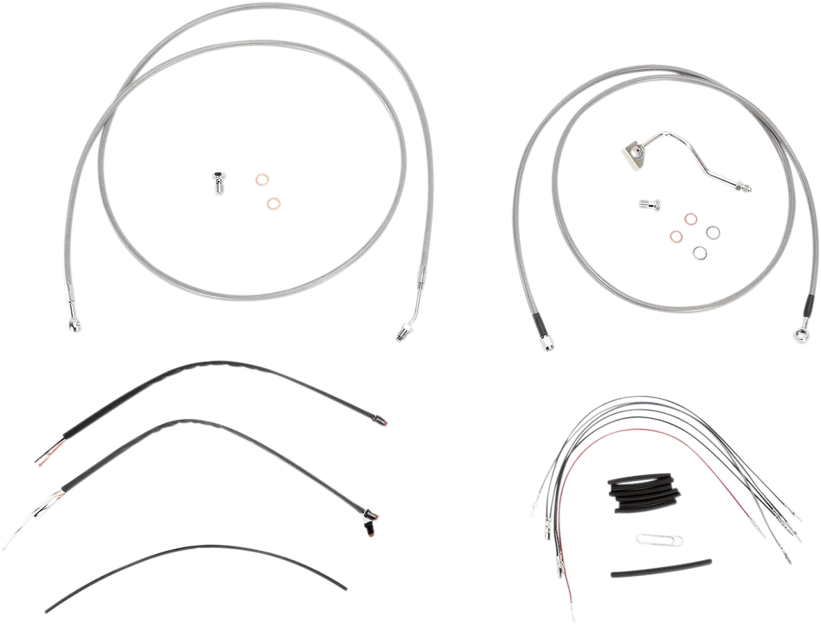 Burly Brand B30-1120 Extended Cable/Brake Line Kit for 15in. Ape Handlebars - Stainless Steel