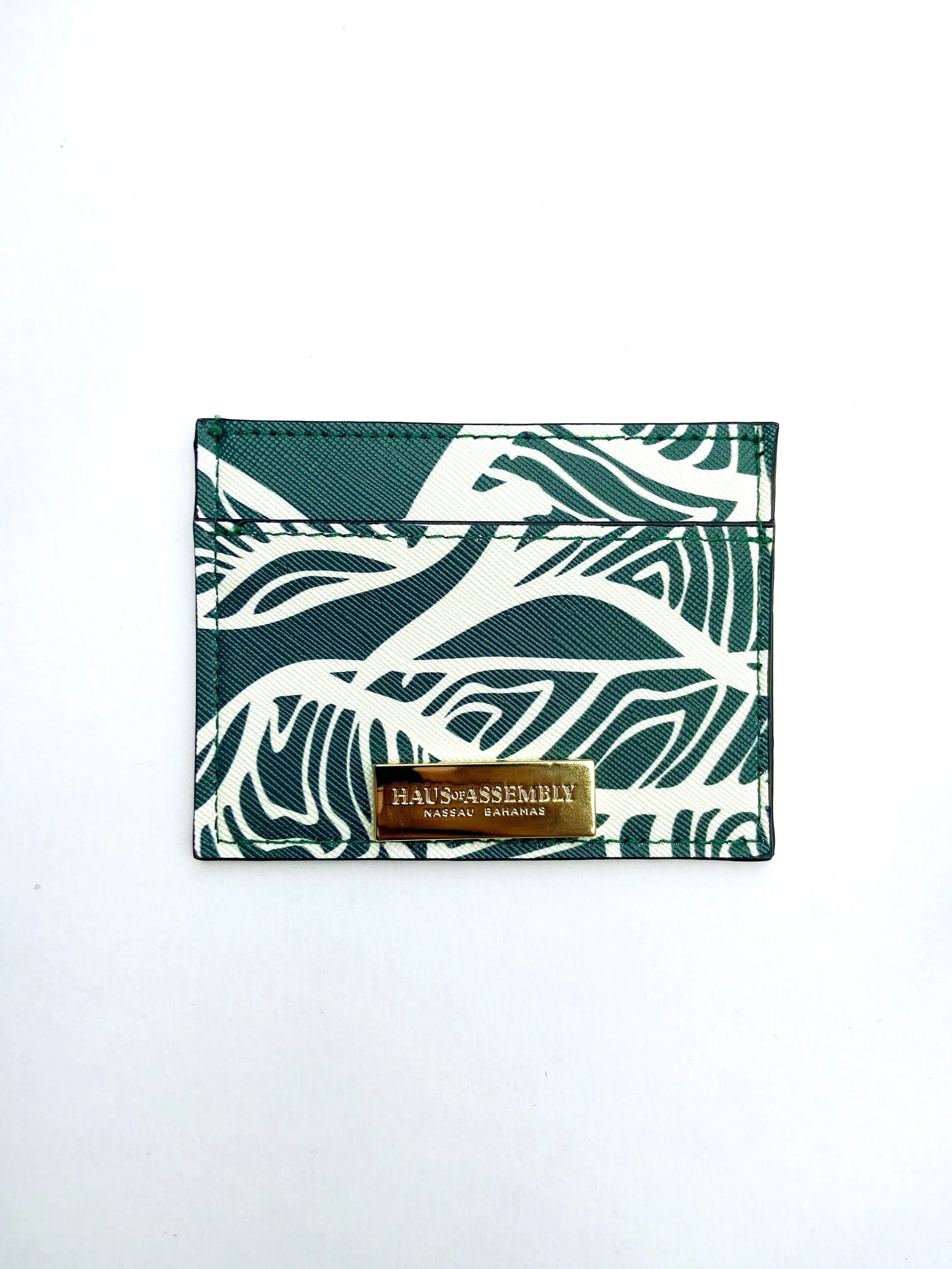 Card Wallet- Emerald Palm Leaf