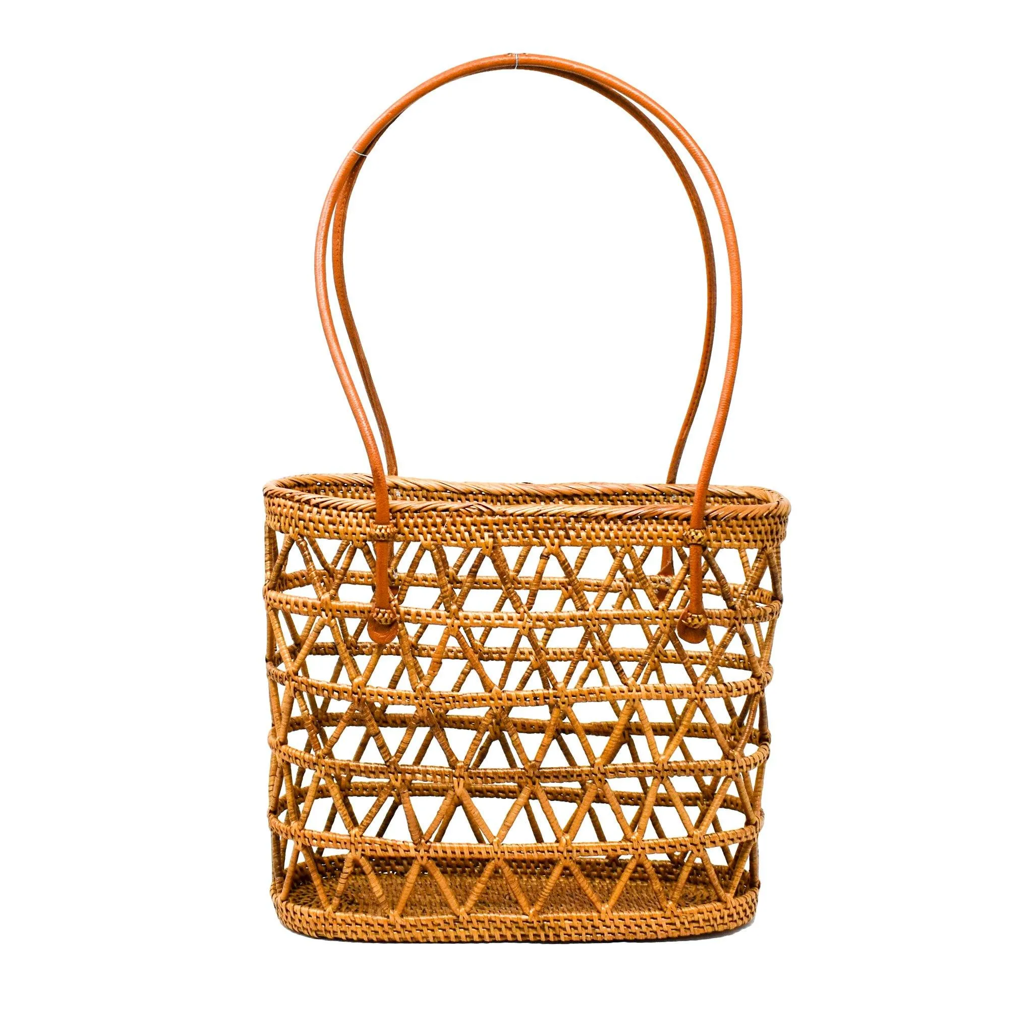 CAROLINE RATTAN TOTE BAG by POPPY   SAGE