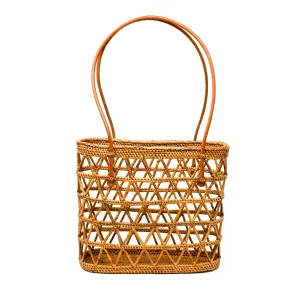 CAROLINE RATTAN TOTE BAG by POPPY   SAGE