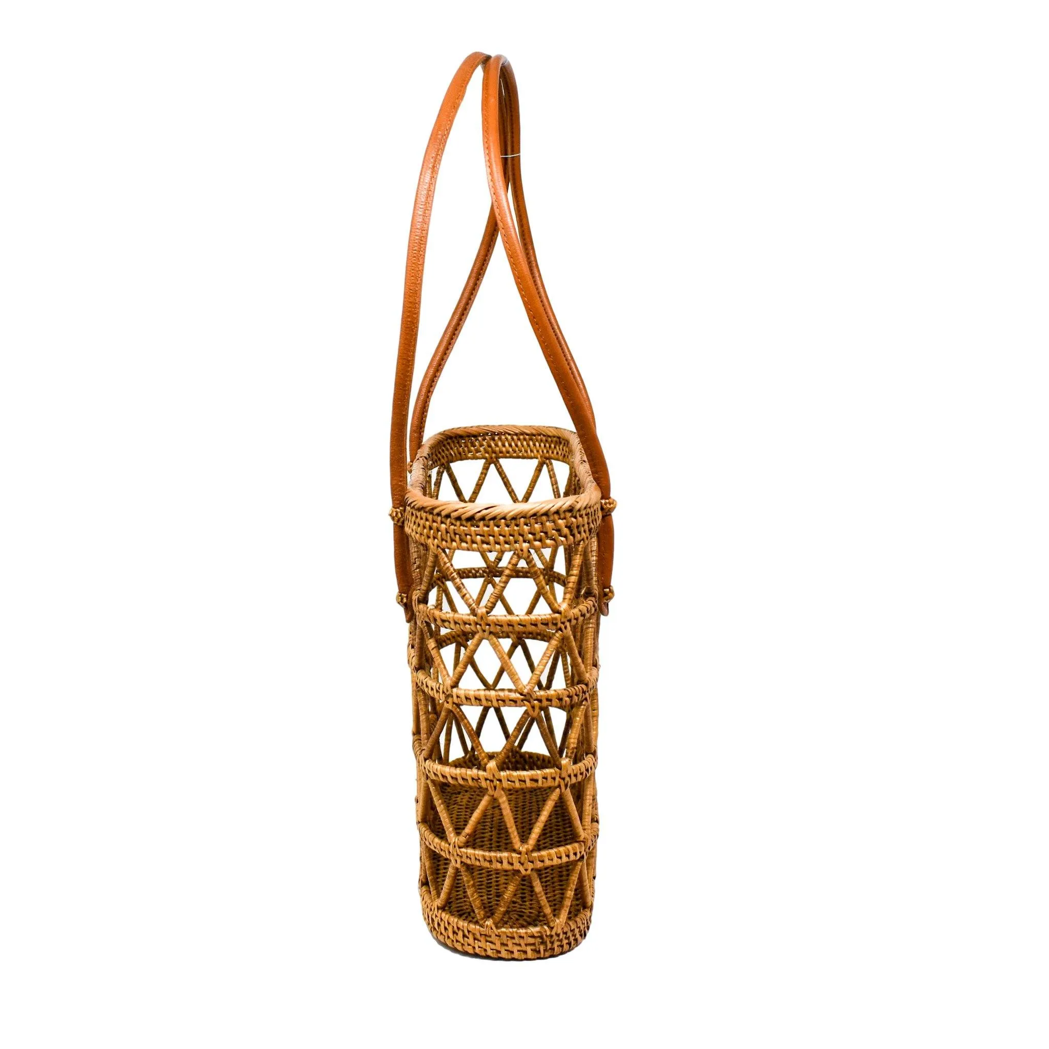 CAROLINE RATTAN TOTE BAG by POPPY   SAGE