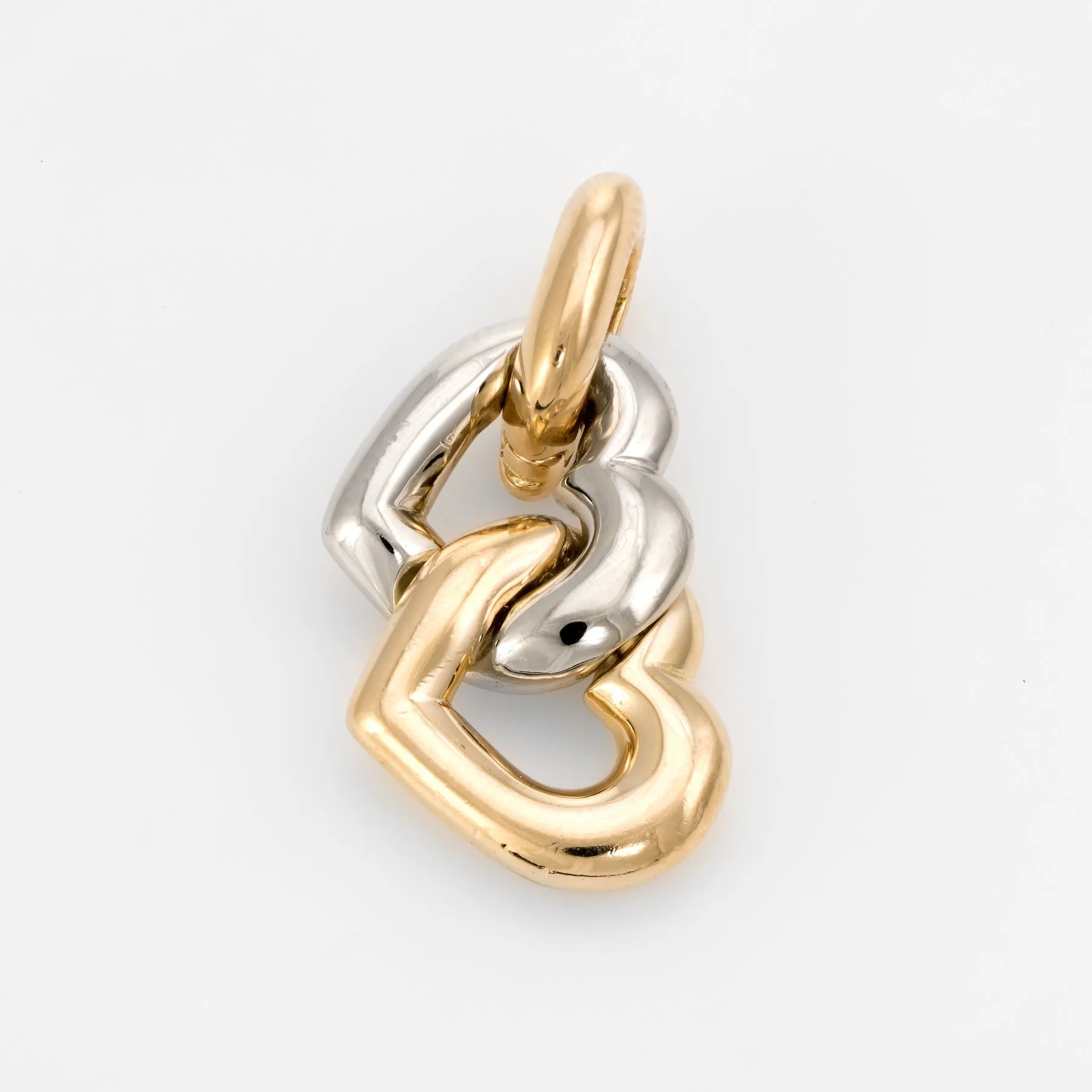 Cartier Circa 1994 Double Heart Charm Pendant Vintage 18k Gold Signed Jewelry