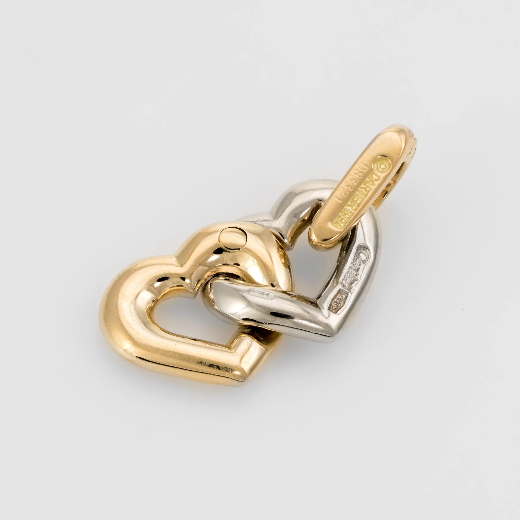 Cartier Circa 1994 Double Heart Charm Pendant Vintage 18k Gold Signed Jewelry