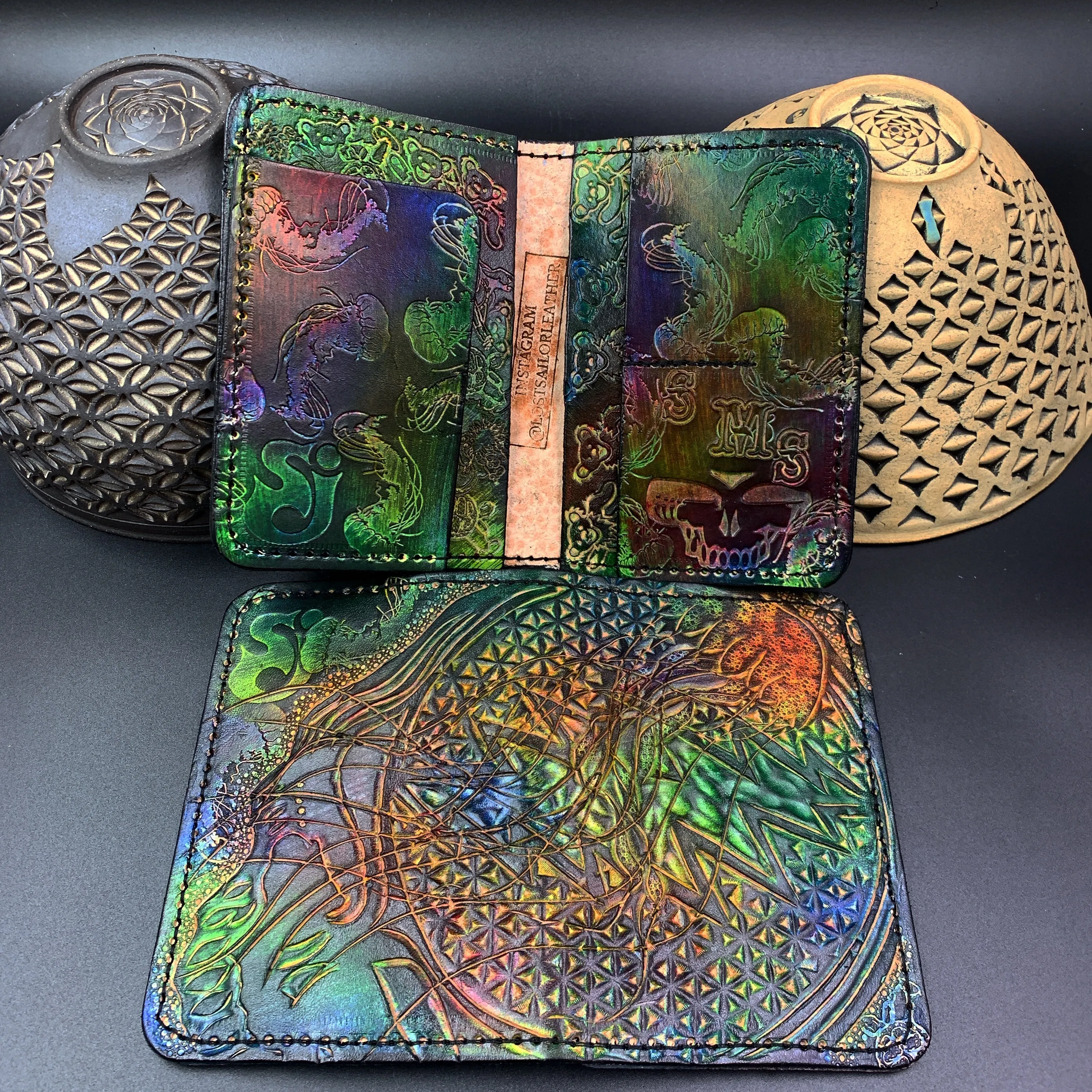 Carved Leather Passport Wallet