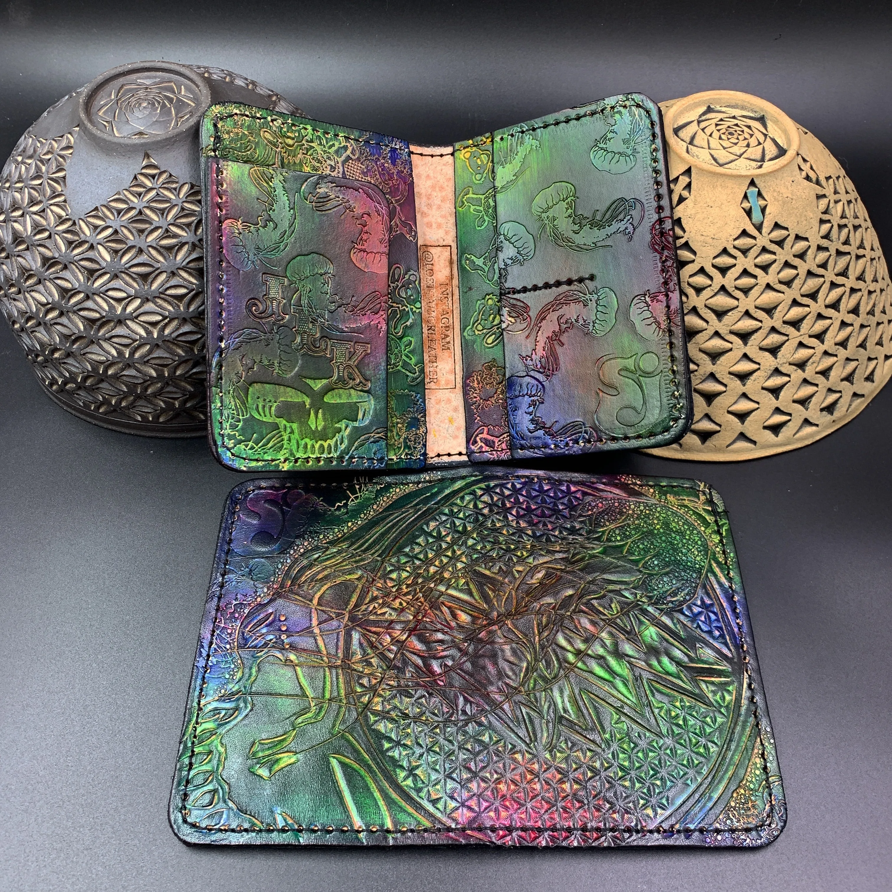 Carved Leather Passport Wallet