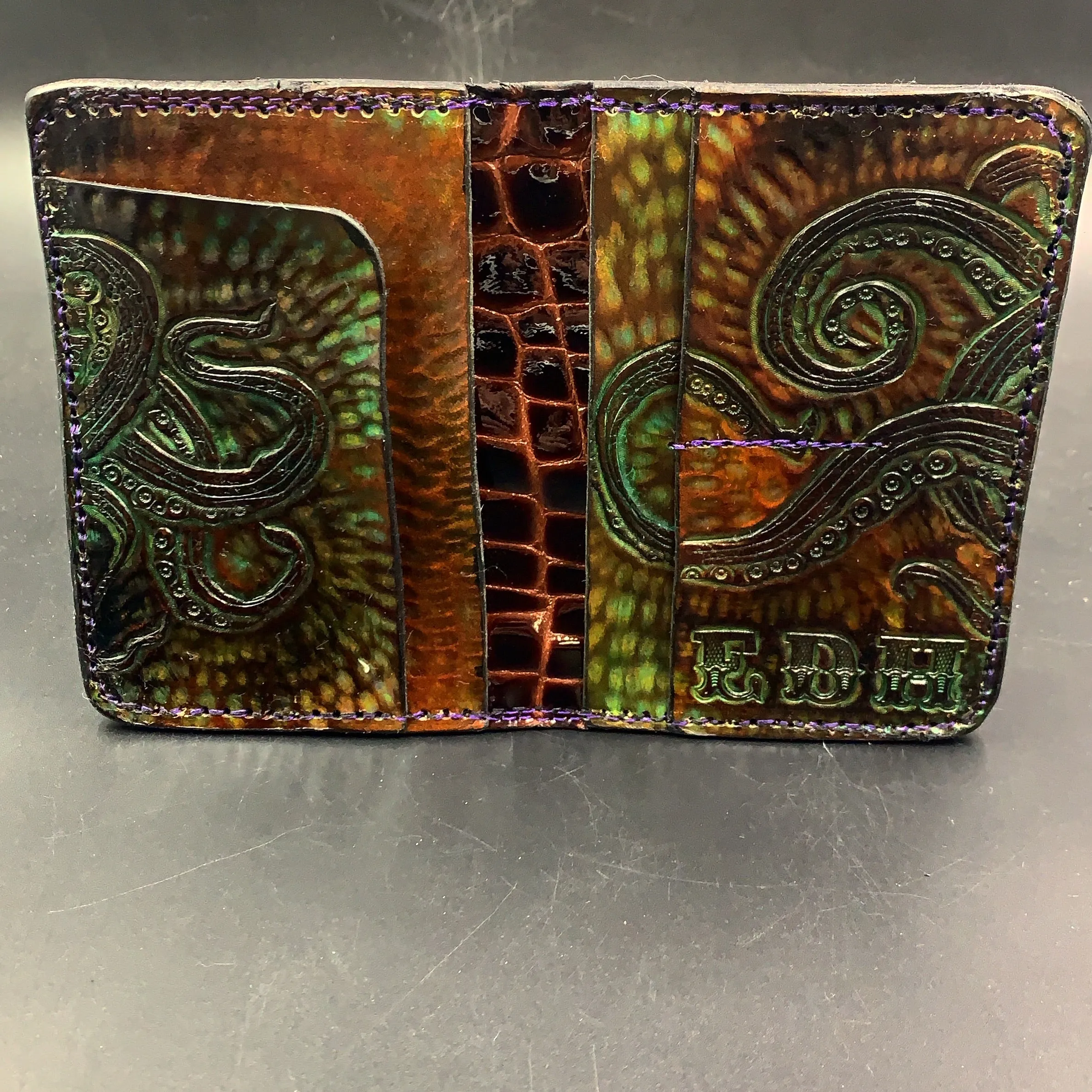 Carved Leather Passport Wallet
