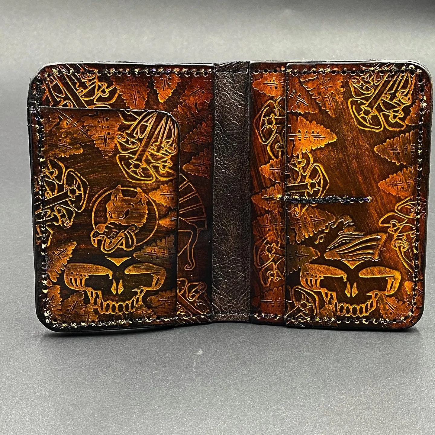 Carved Leather Passport Wallet