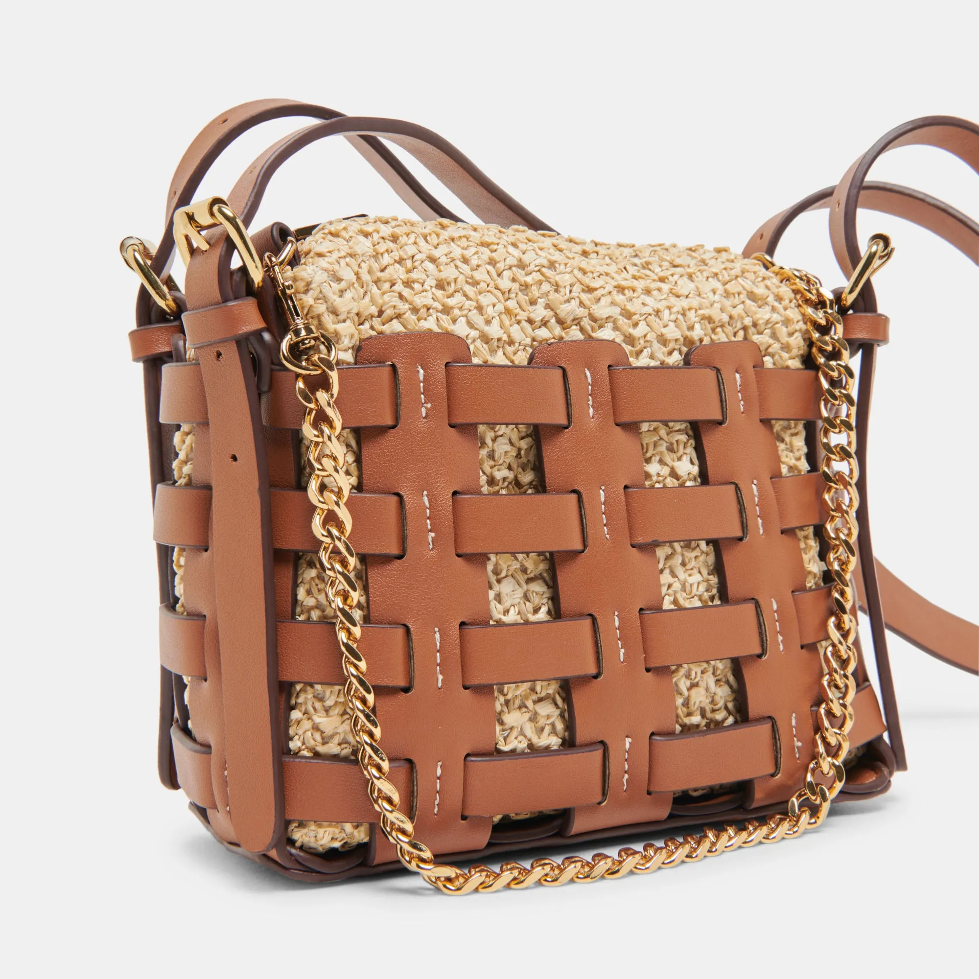 CASSIS CROSSBODY SADDLE NATURAL RAFFIA