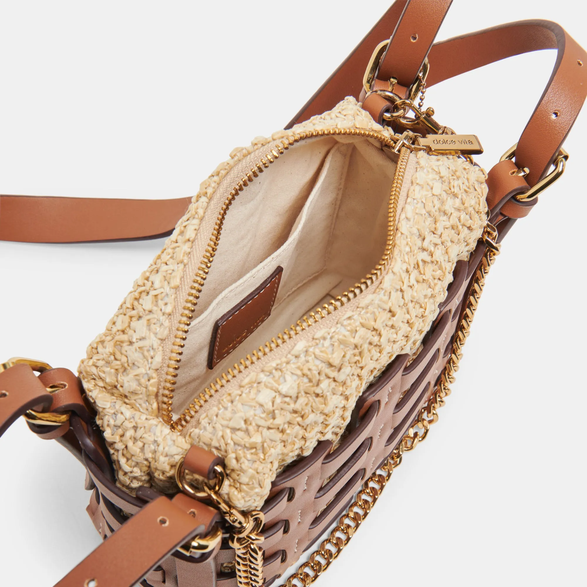 CASSIS CROSSBODY SADDLE NATURAL RAFFIA