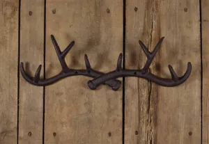 Cast Iron Crossed Antlers Coat Rack