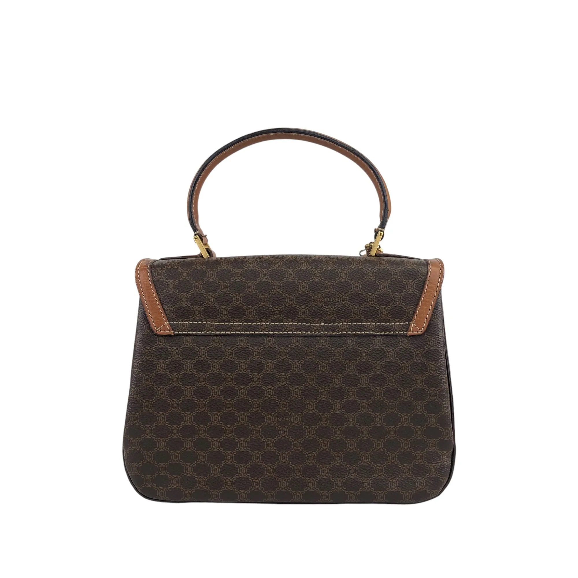 CELINE Macadam Turn Lock Two-way Handbag Shoulder bag Brown Vintage 4b6s4g