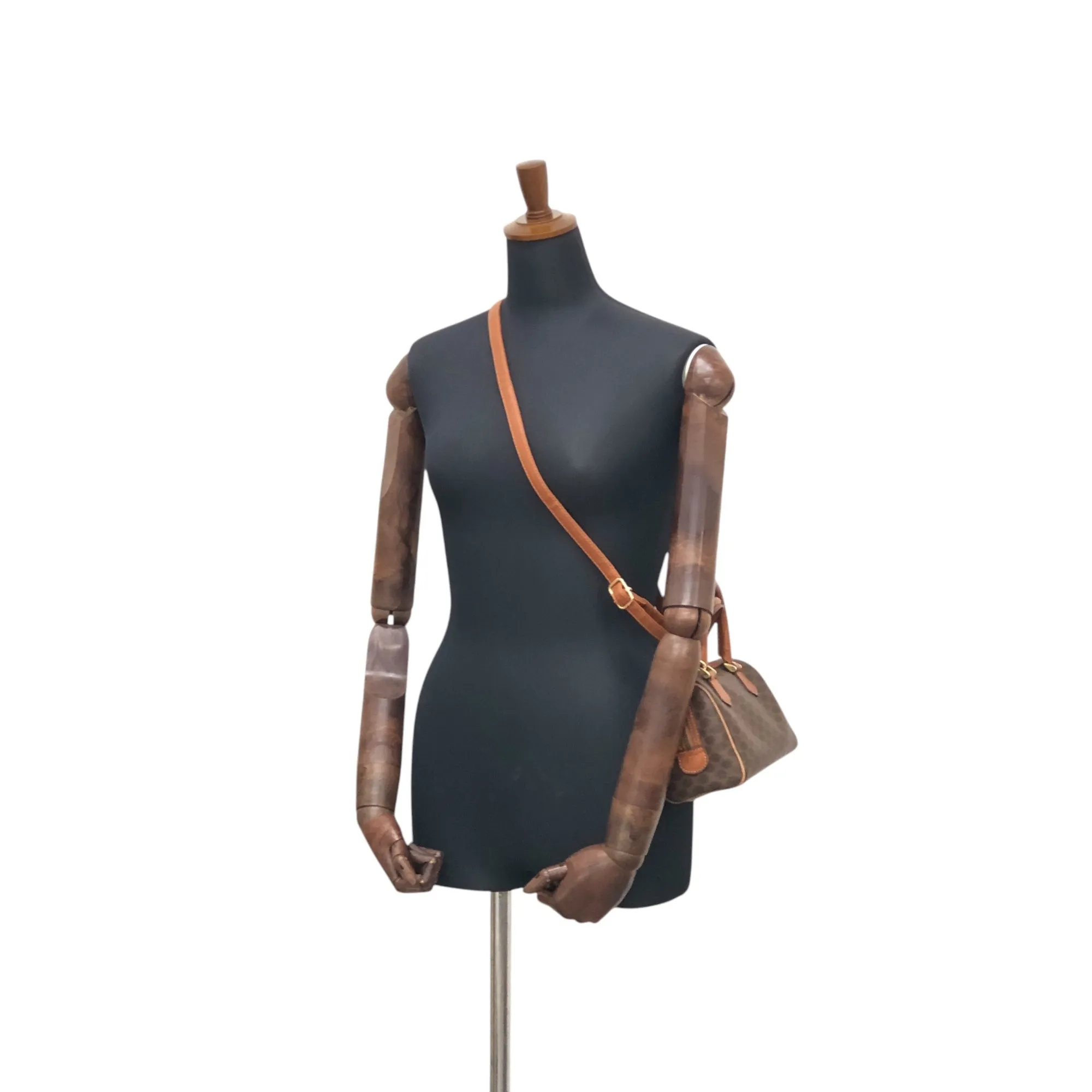 CELINE Macadam Two-way Small Boston bag Shoulder bag Brown Vintage xm7k3z