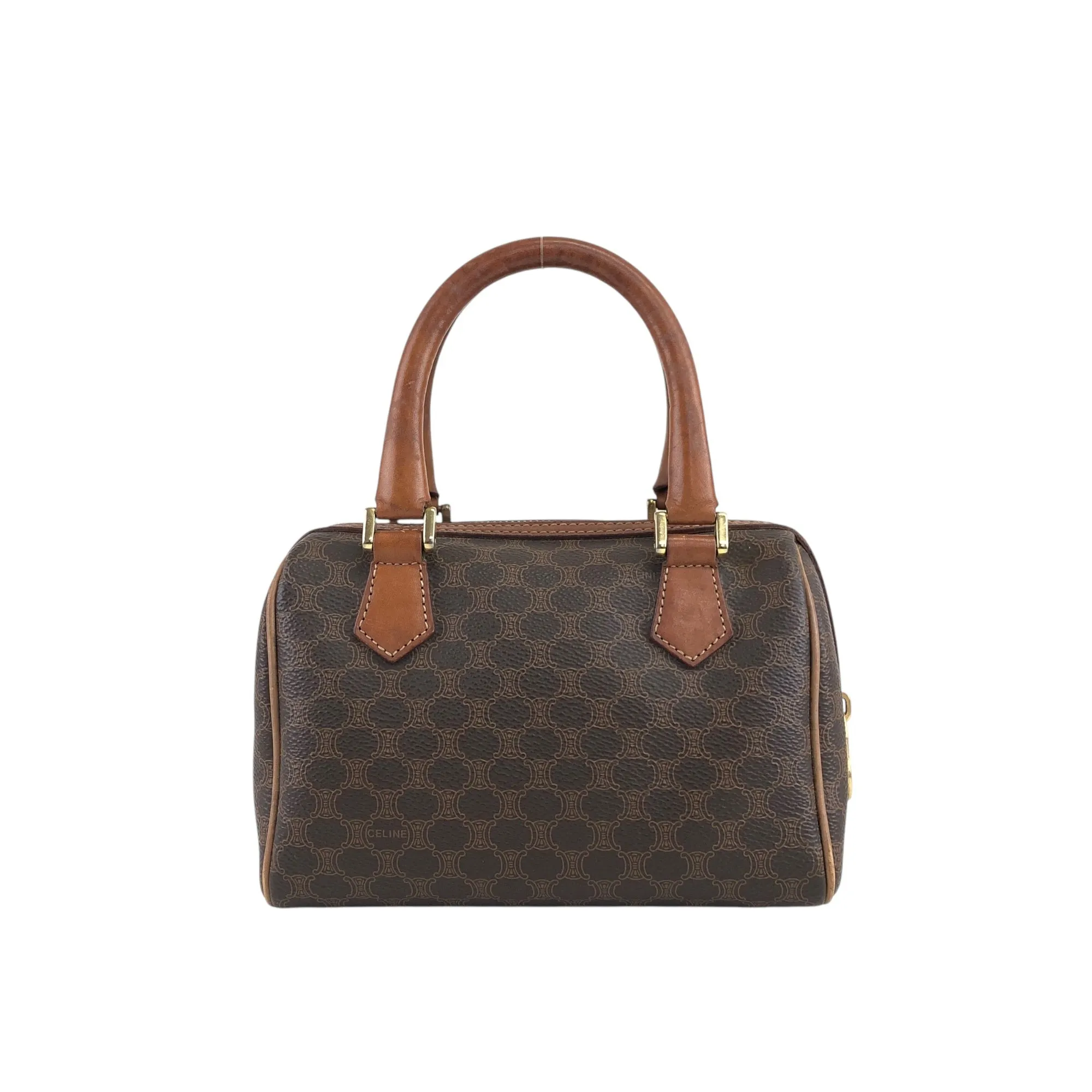 CELINE Macadam Two-way Small Boston bag Shoulder bag Brown Vintage xm7k3z