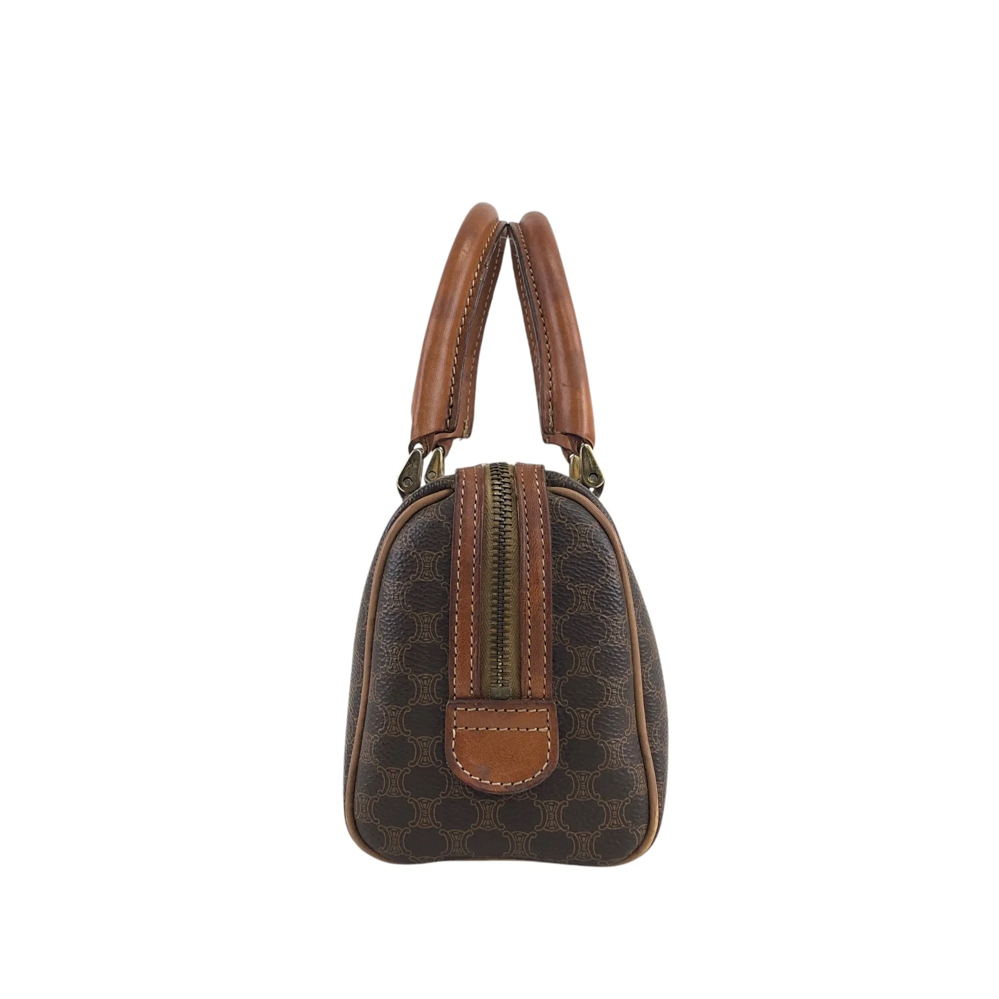 CELINE Macadam Two-way Small Boston bag Shoulder bag Brown Vintage xm7k3z