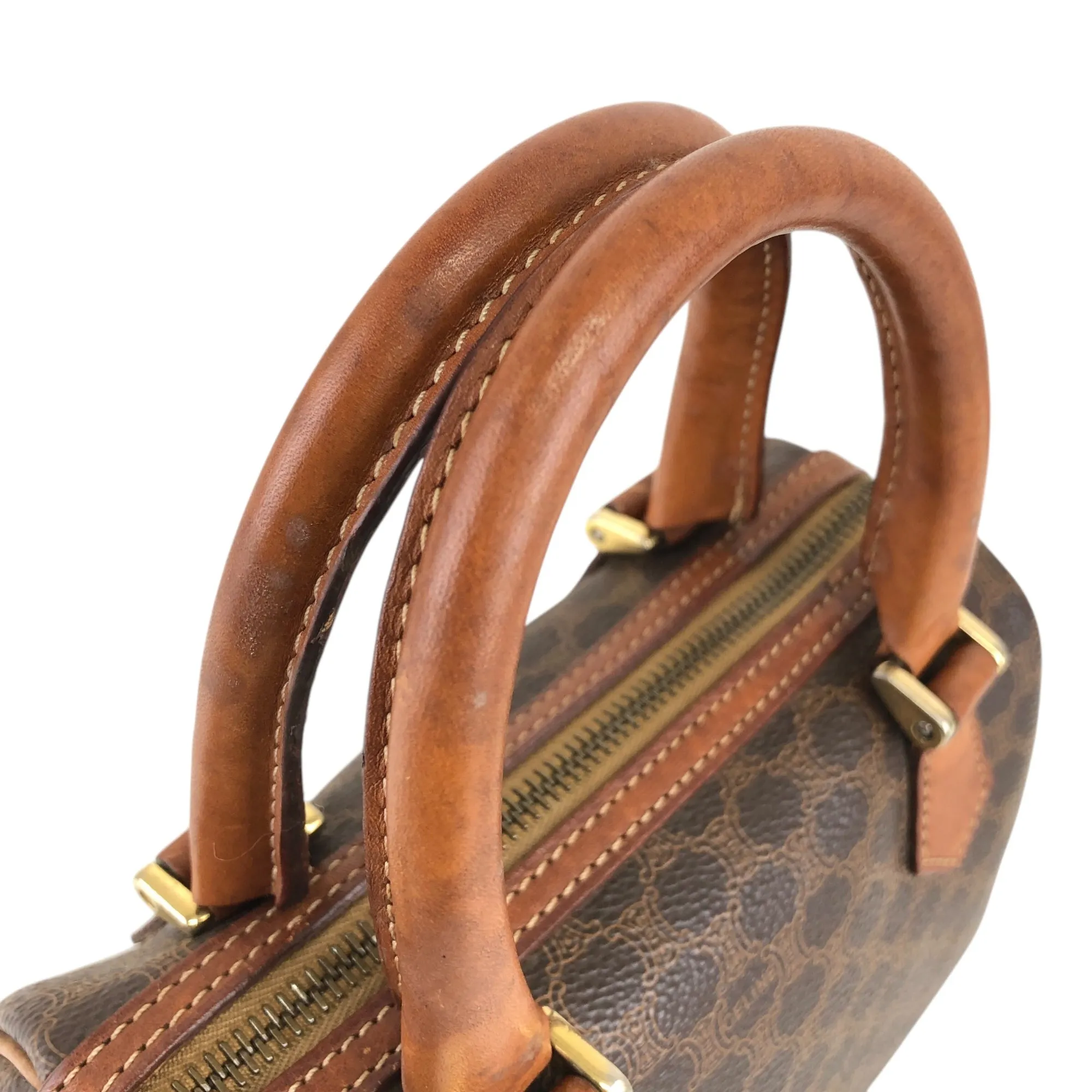 CELINE Macadam Two-way Small Boston bag Shoulder bag Brown Vintage xm7k3z
