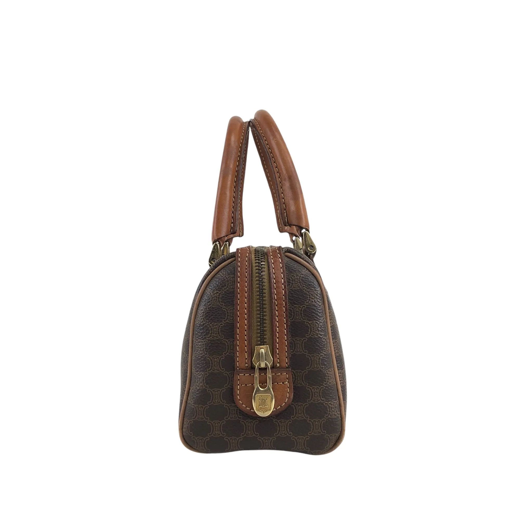 CELINE Macadam Two-way Small Boston bag Shoulder bag Brown Vintage xm7k3z