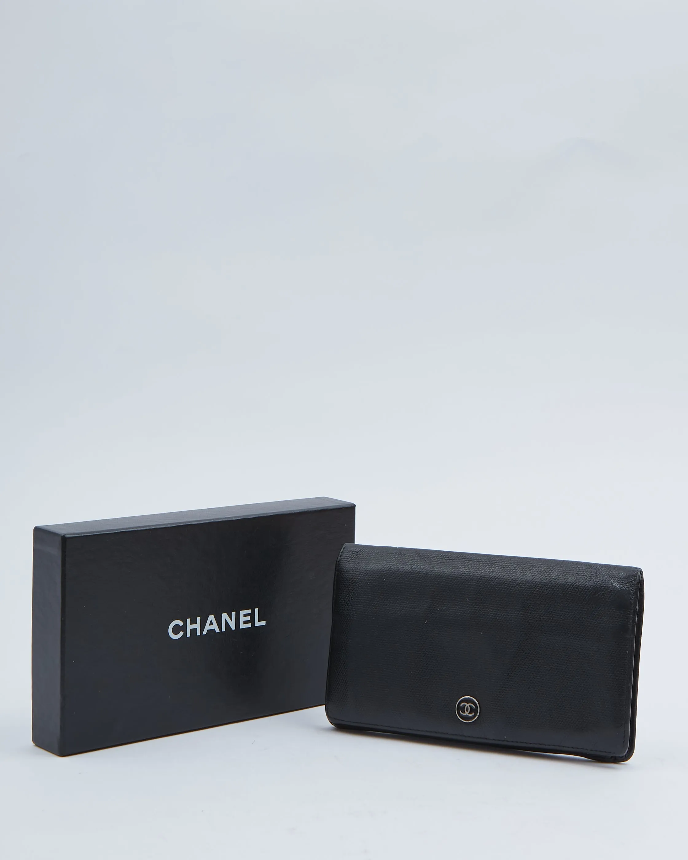 Chanel Black Leather Sevruga Bifold Wallet