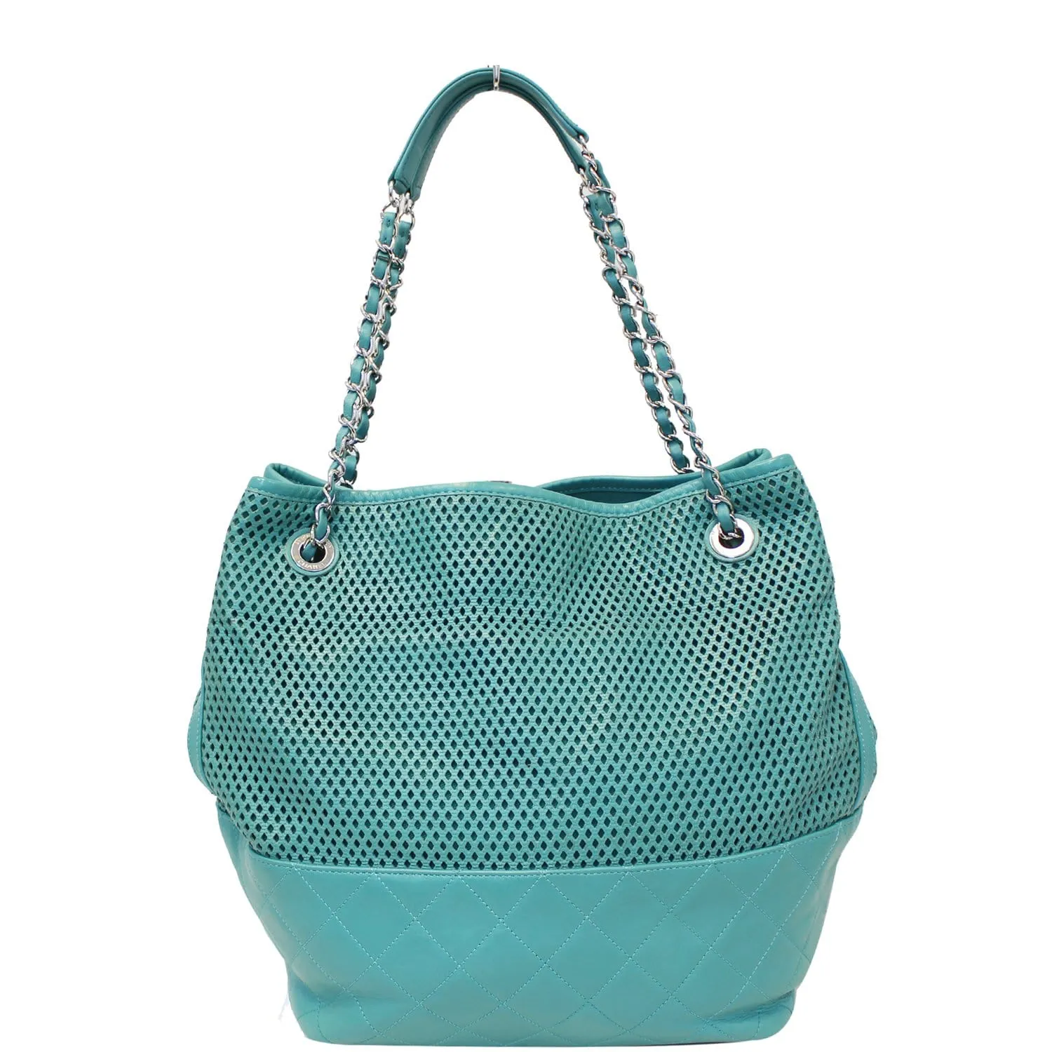 CHANEL Calfskin Perforated Up In The Air North South Tote Shoulder Bag