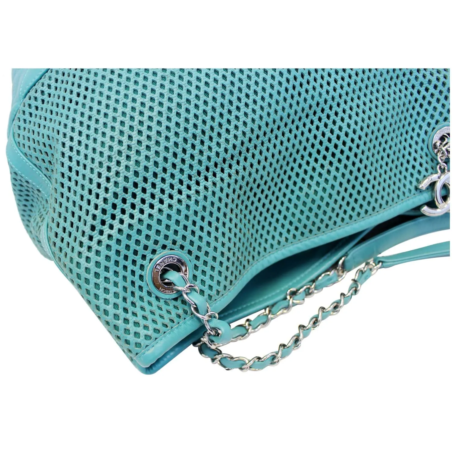 CHANEL Calfskin Perforated Up In The Air North South Tote Shoulder Bag