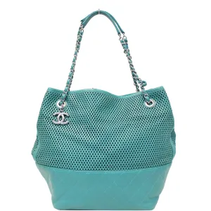 CHANEL Calfskin Perforated Up In The Air North South Tote Shoulder Bag