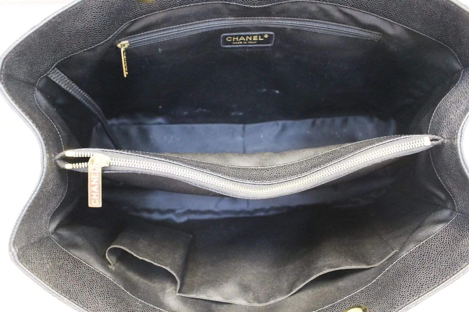 CHANEL Caviar Leather Black XL Grand Shopping Tote Bag