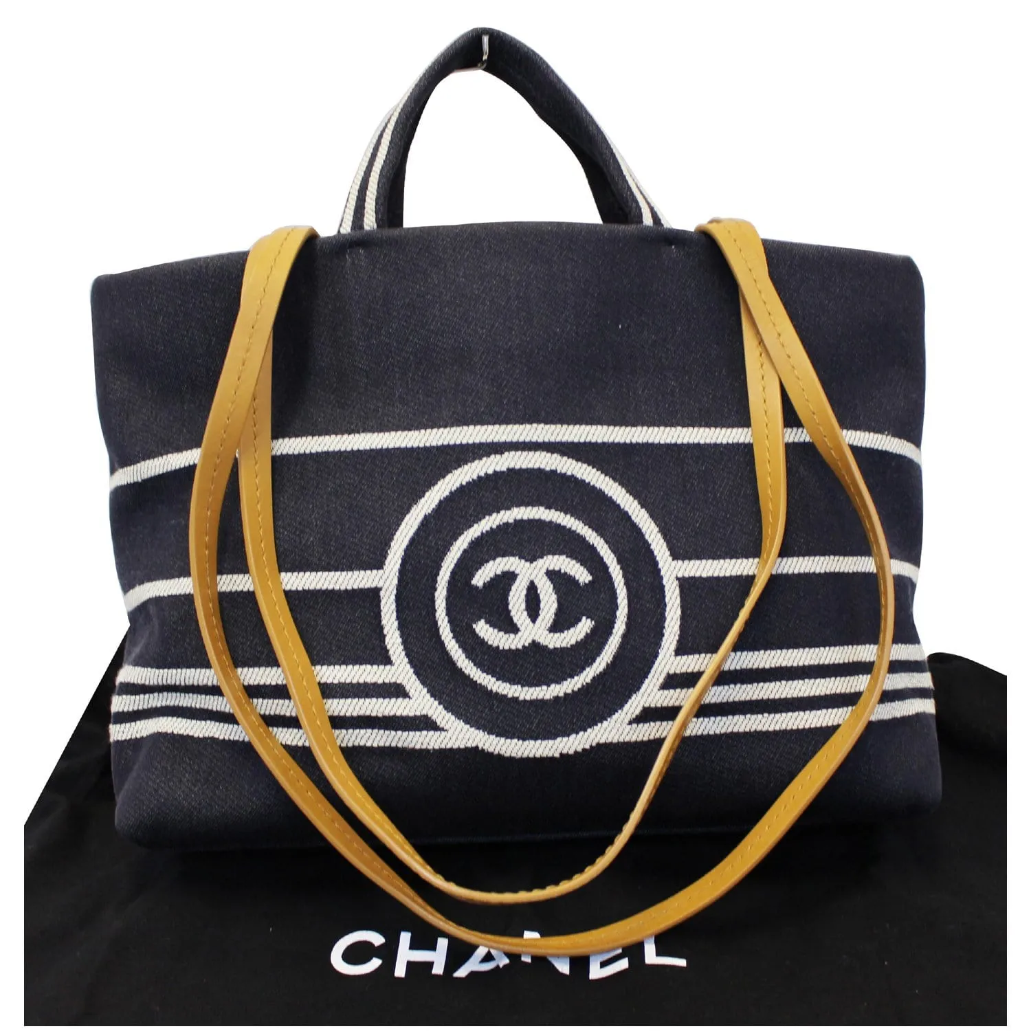CHANEL CC Shopping Large Tote Shoulder Bag Denim