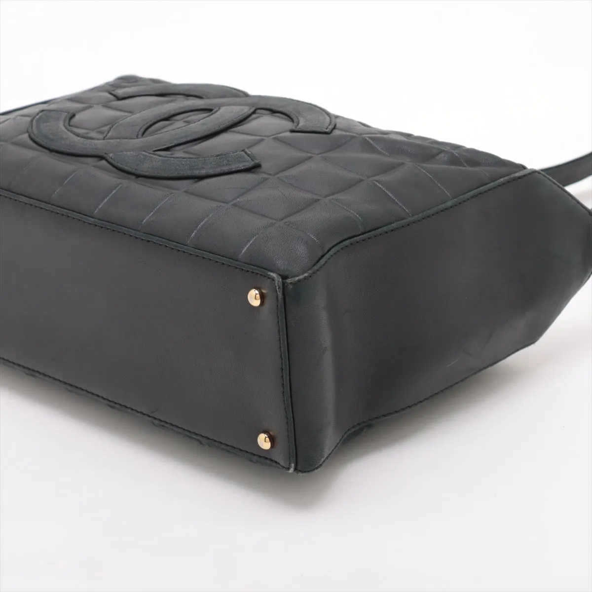 Chanel Chocolate Bar CC Lambskin Shoulder Bag Black Gold Metal Fittings 6 Series #2895