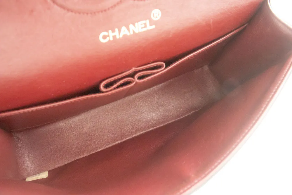 CHANEL Classic Double Flap 10" Chain Shoulder Bag Black Lambskin n88