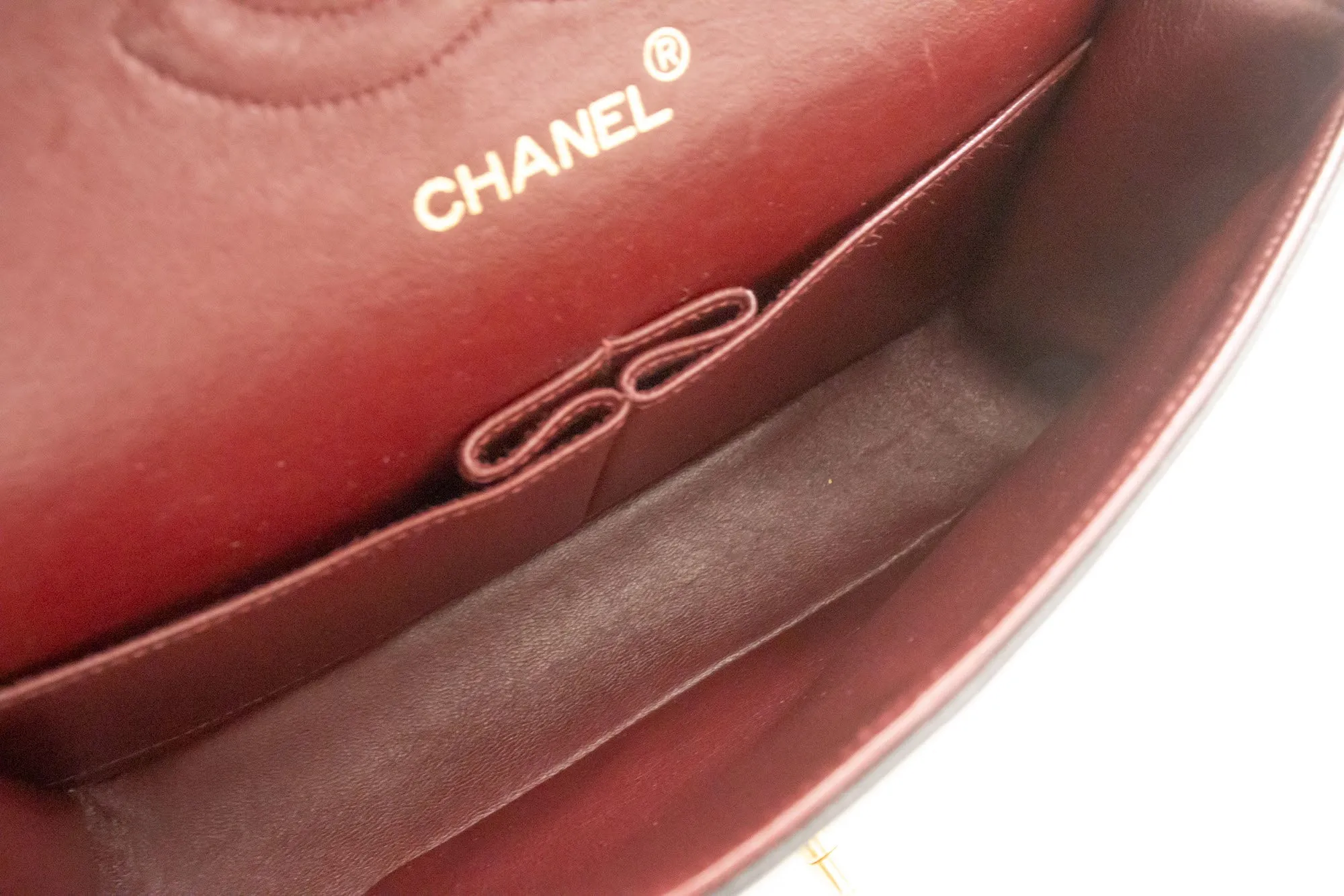 CHANEL Classic Double Flap 10" Chain Shoulder Bag Black Lambskin n88