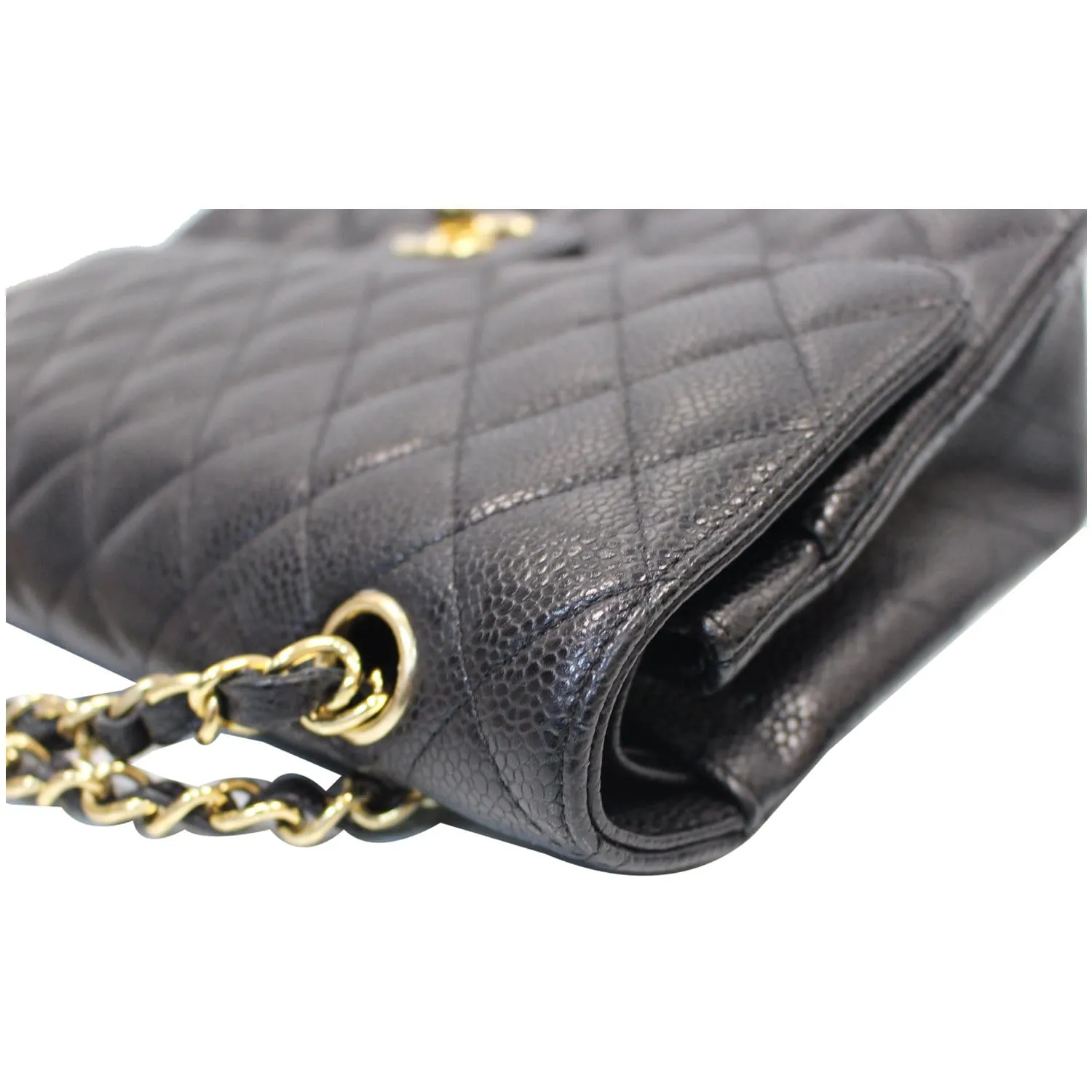 CHANEL Classic Medium Flap Caviar Leather Shoulder Bag Black