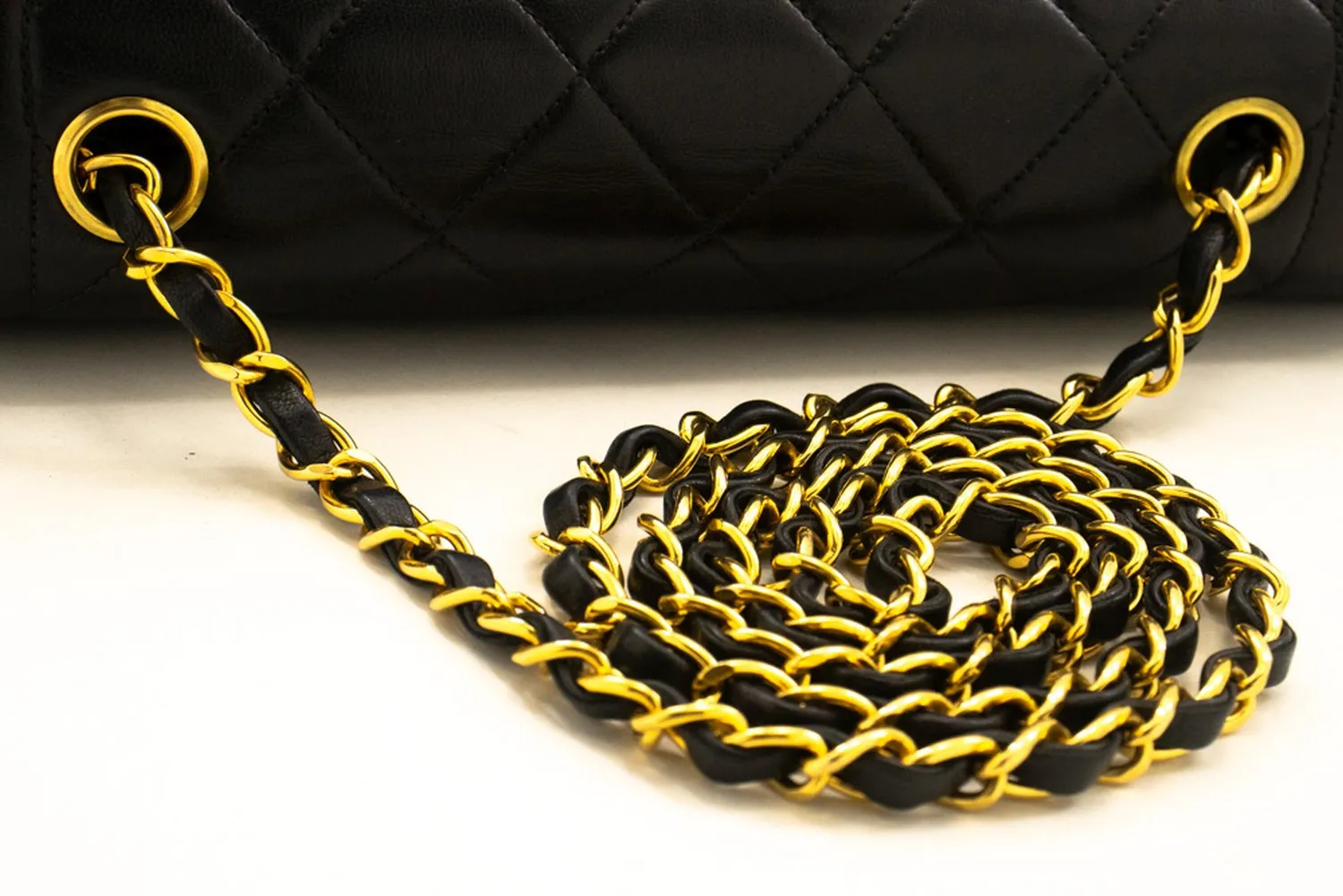 CHANEL Diana Flap Chain Shoulder Bag Black Quilted Lambskin Purse n18