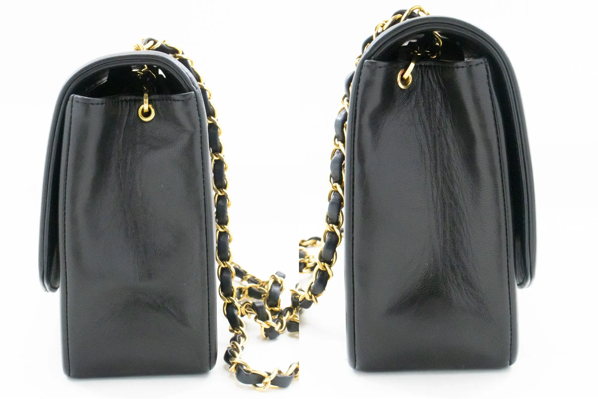 CHANEL Diana Flap Chain Shoulder Bag Black Quilted Lambskin Purse n18
