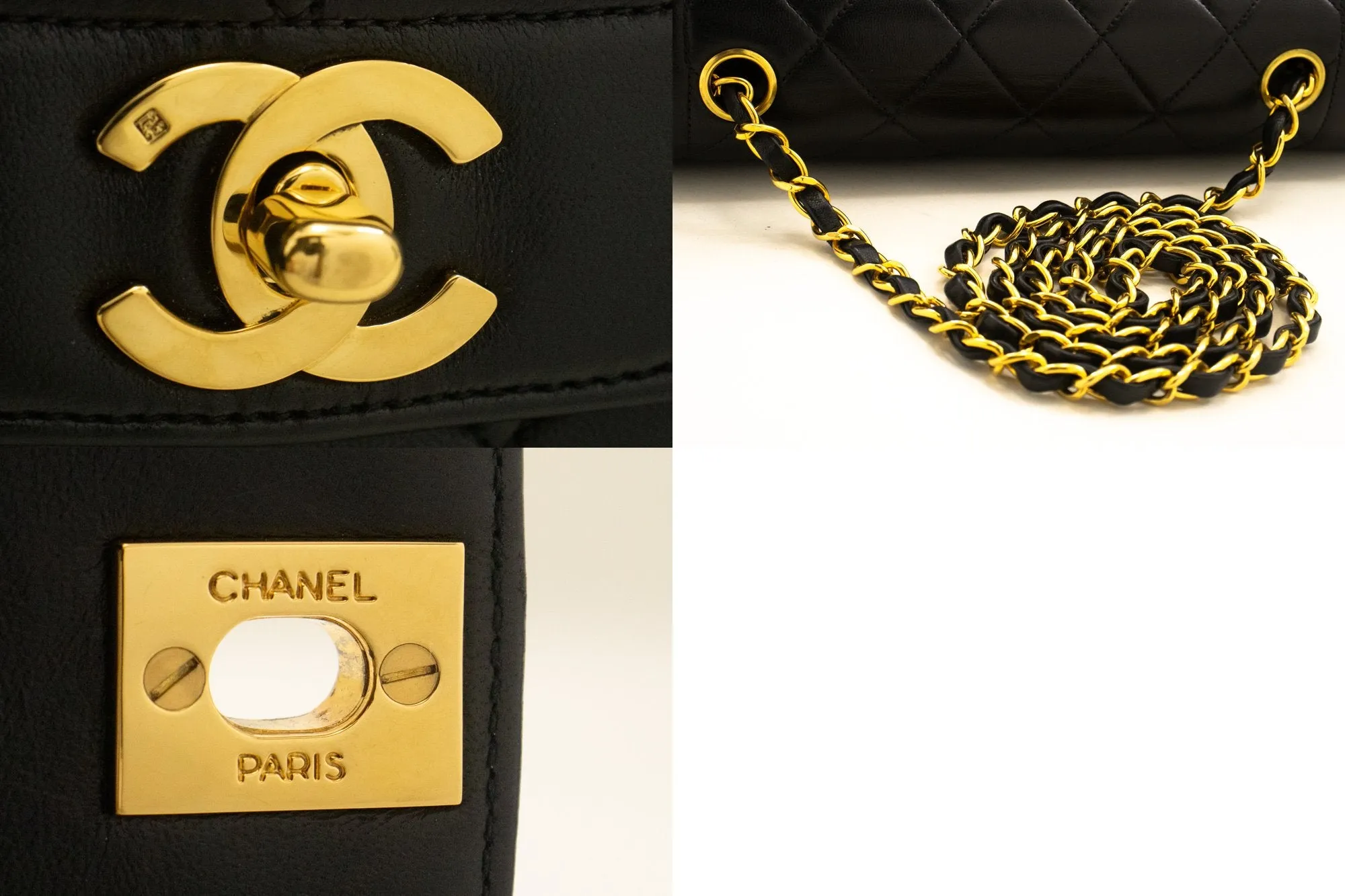 CHANEL Diana Flap Chain Shoulder Bag Black Quilted Lambskin Purse n18