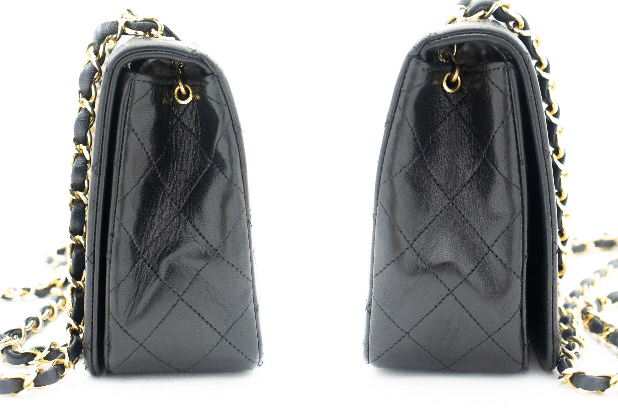 CHANEL Full Flap Chain Shoulder Bag Black Quilted Lambskin Purse j65