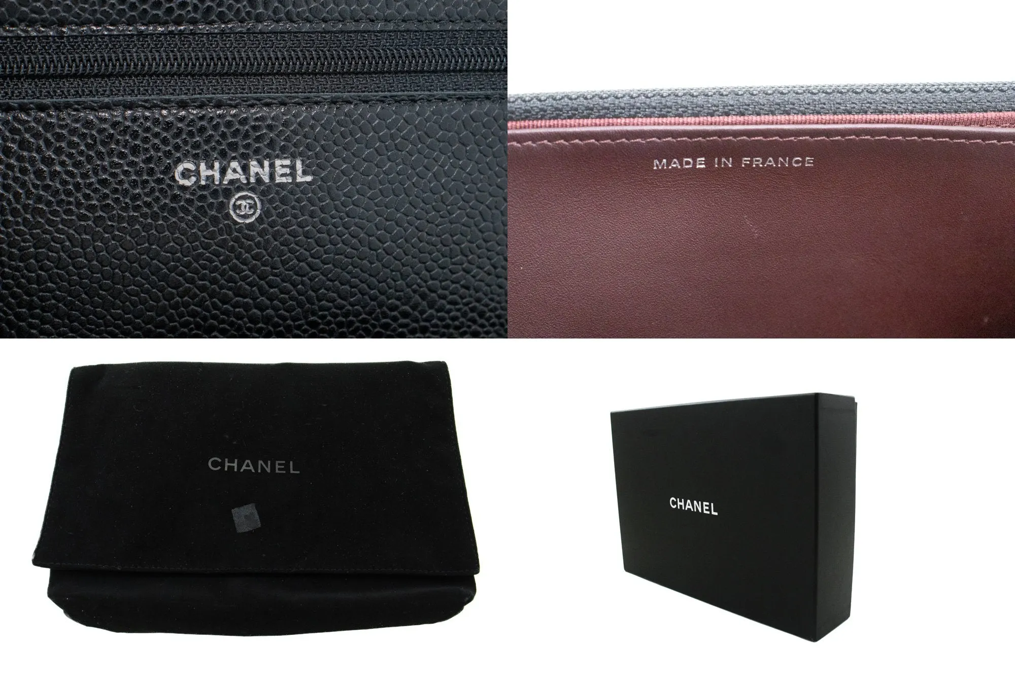 CHANEL Grained Calfskin Wallet On Chain WOC Black Shoulder Bag n94