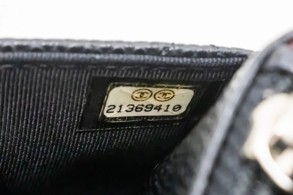 CHANEL Grained Calfskin Wallet On Chain WOC Black Shoulder Bag n94