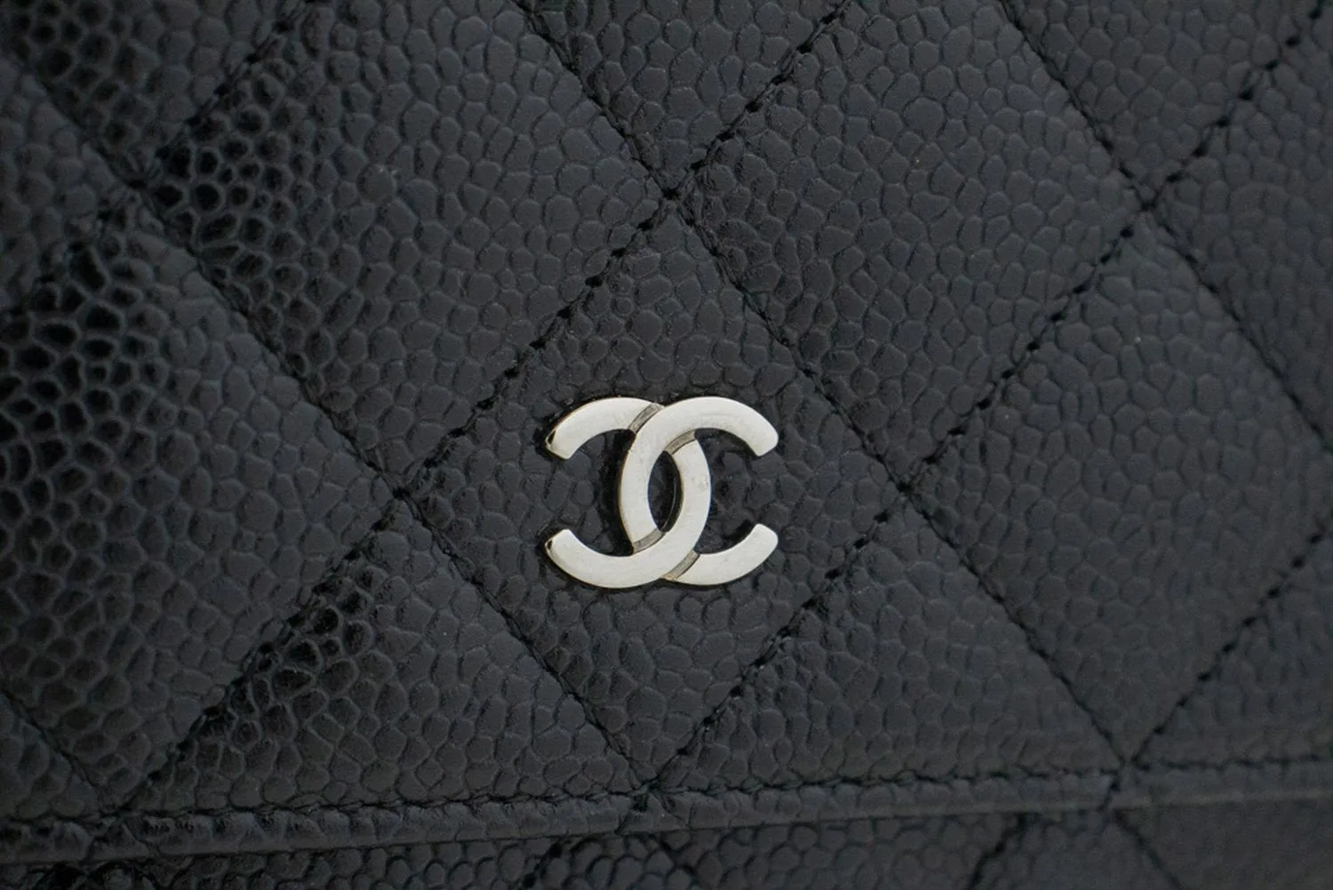 CHANEL Grained Calfskin Wallet On Chain WOC Black Shoulder Bag n94