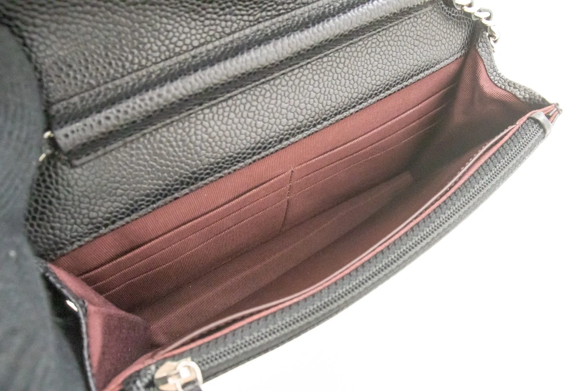 CHANEL Grained Calfskin Wallet On Chain WOC Black Shoulder Bag n94