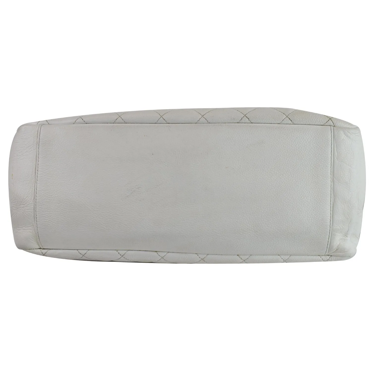 CHANEL Grand Shopping Caviar Leather Tote Bag White