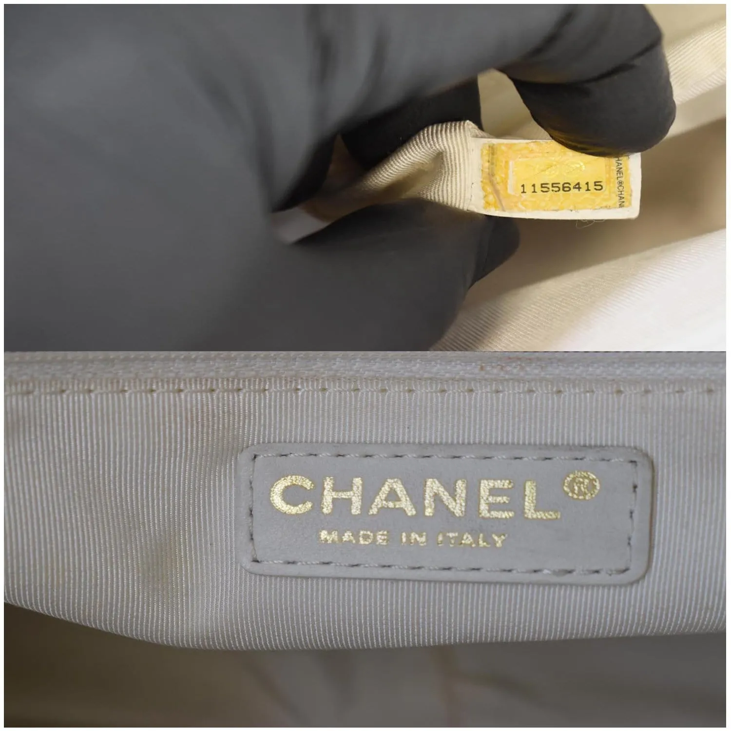 CHANEL Grand Shopping Caviar Leather Tote Bag White