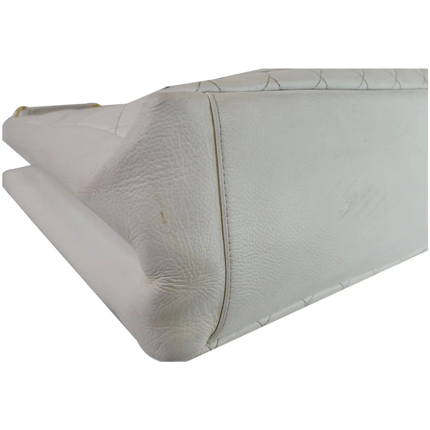 CHANEL Grand Shopping Caviar Leather Tote Bag White