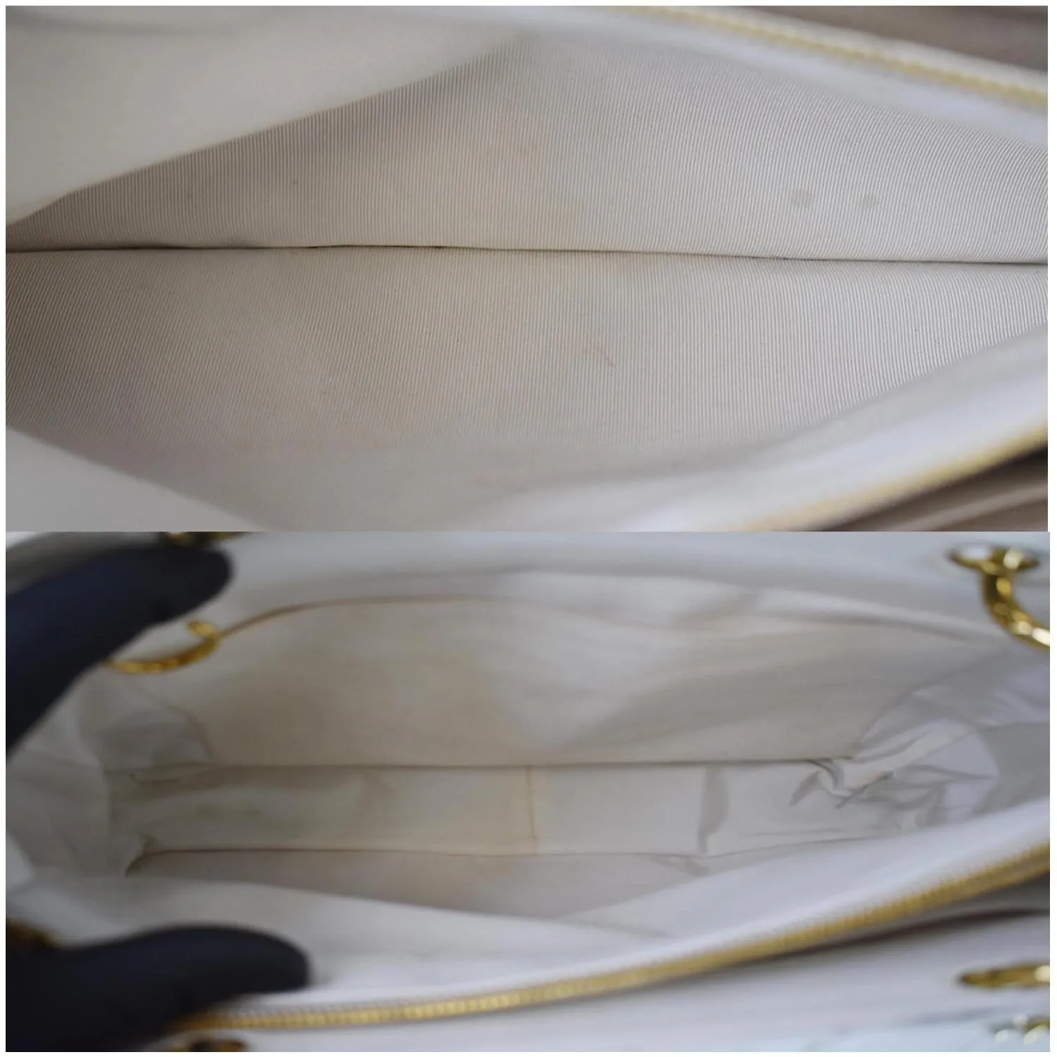 CHANEL Grand Shopping Caviar Leather Tote Bag White