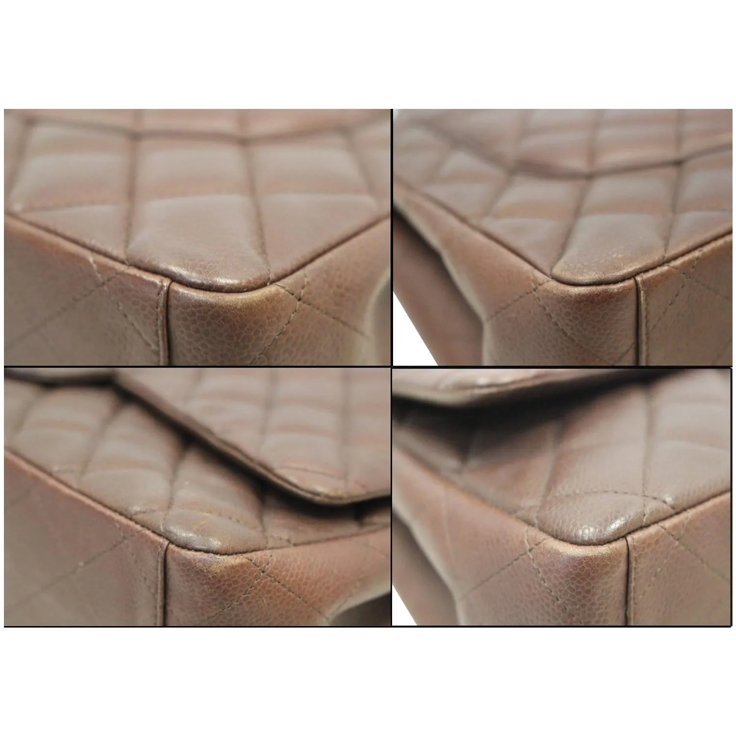 CHANEL Maxi Classic Flap Caviar Leather Shoulder Bag Brown
