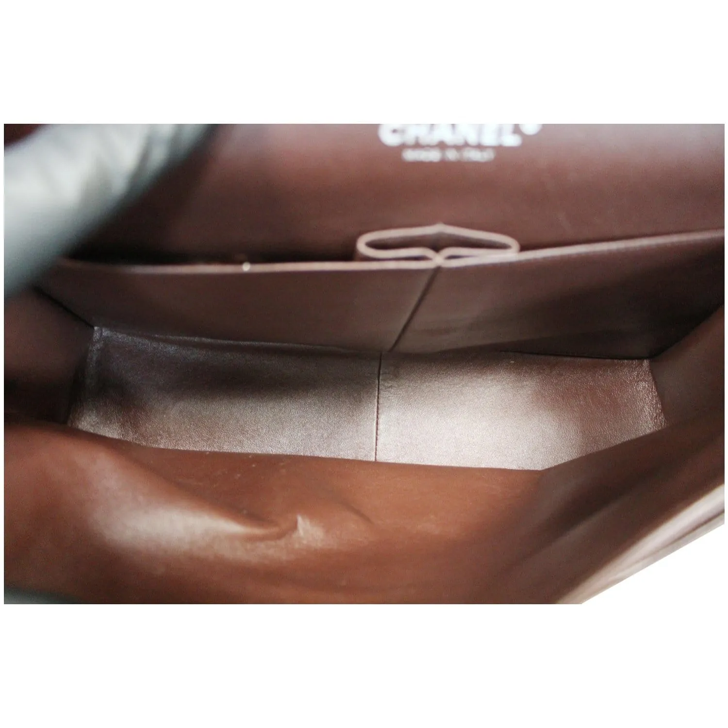 CHANEL Maxi Classic Flap Caviar Leather Shoulder Bag Brown