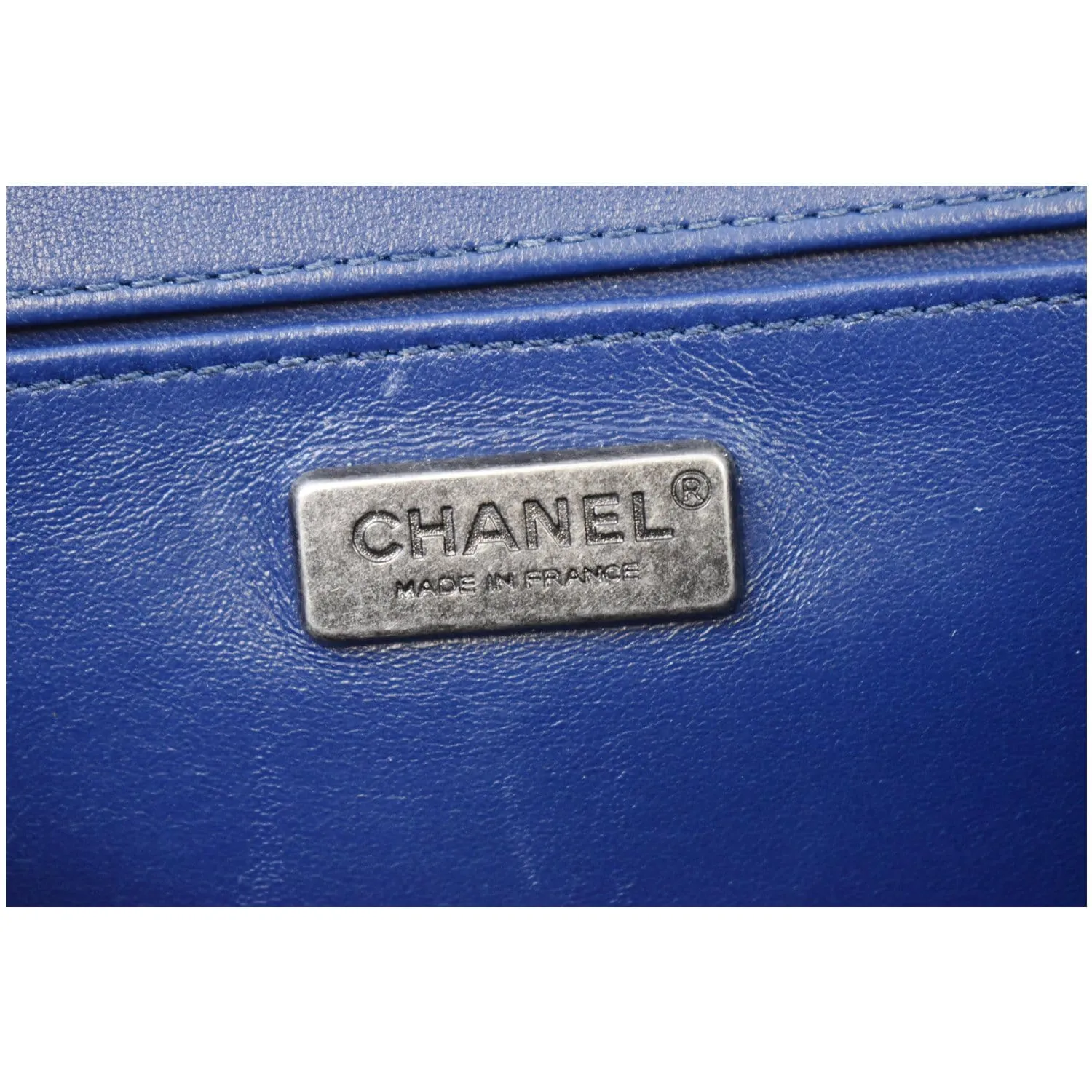 CHANEL Mosaic Large Boy Quilted Lambskin Shoulder Bag Blue
