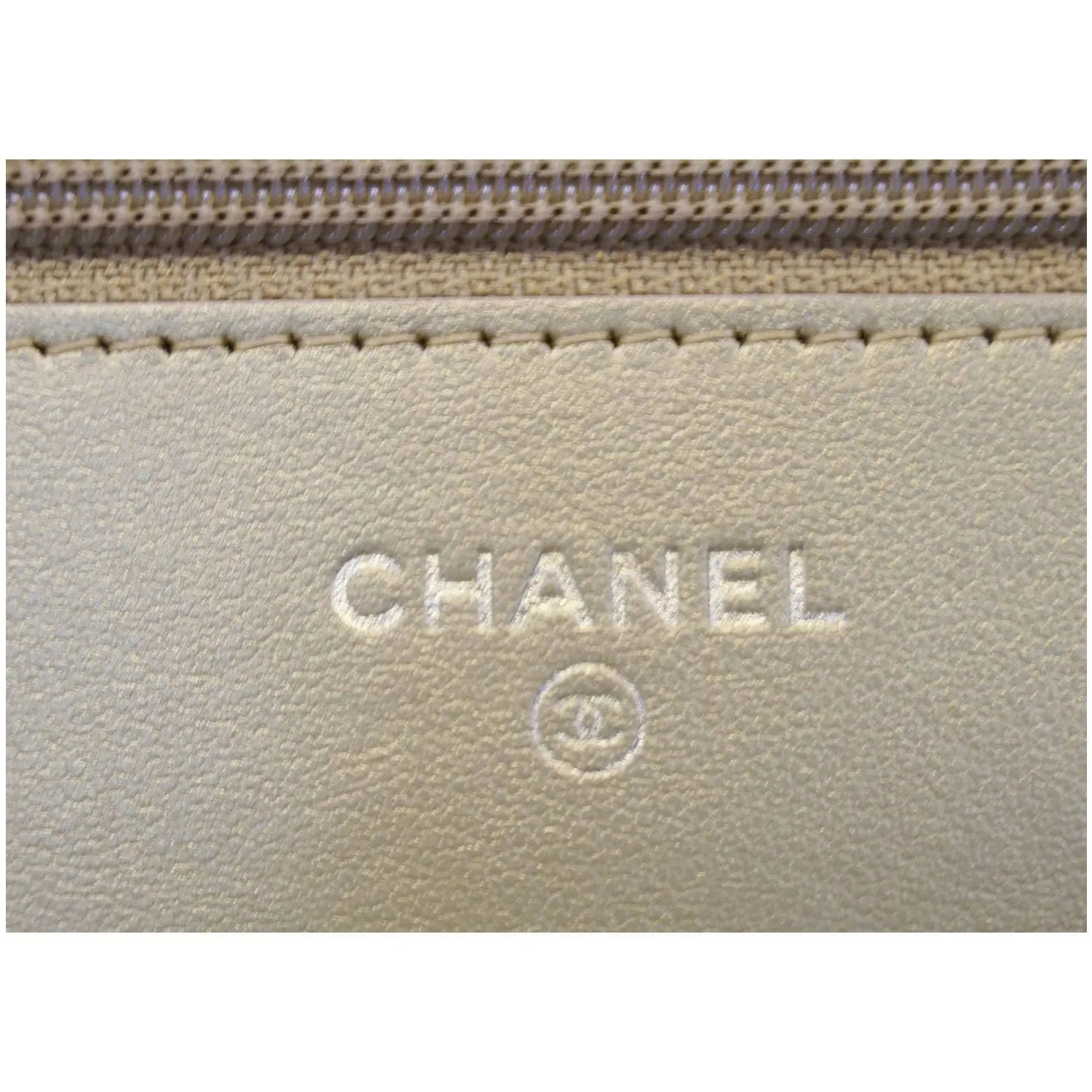 CHANEL Wallet on Chain WOC Metallic Leather Crossbody Bag Gold