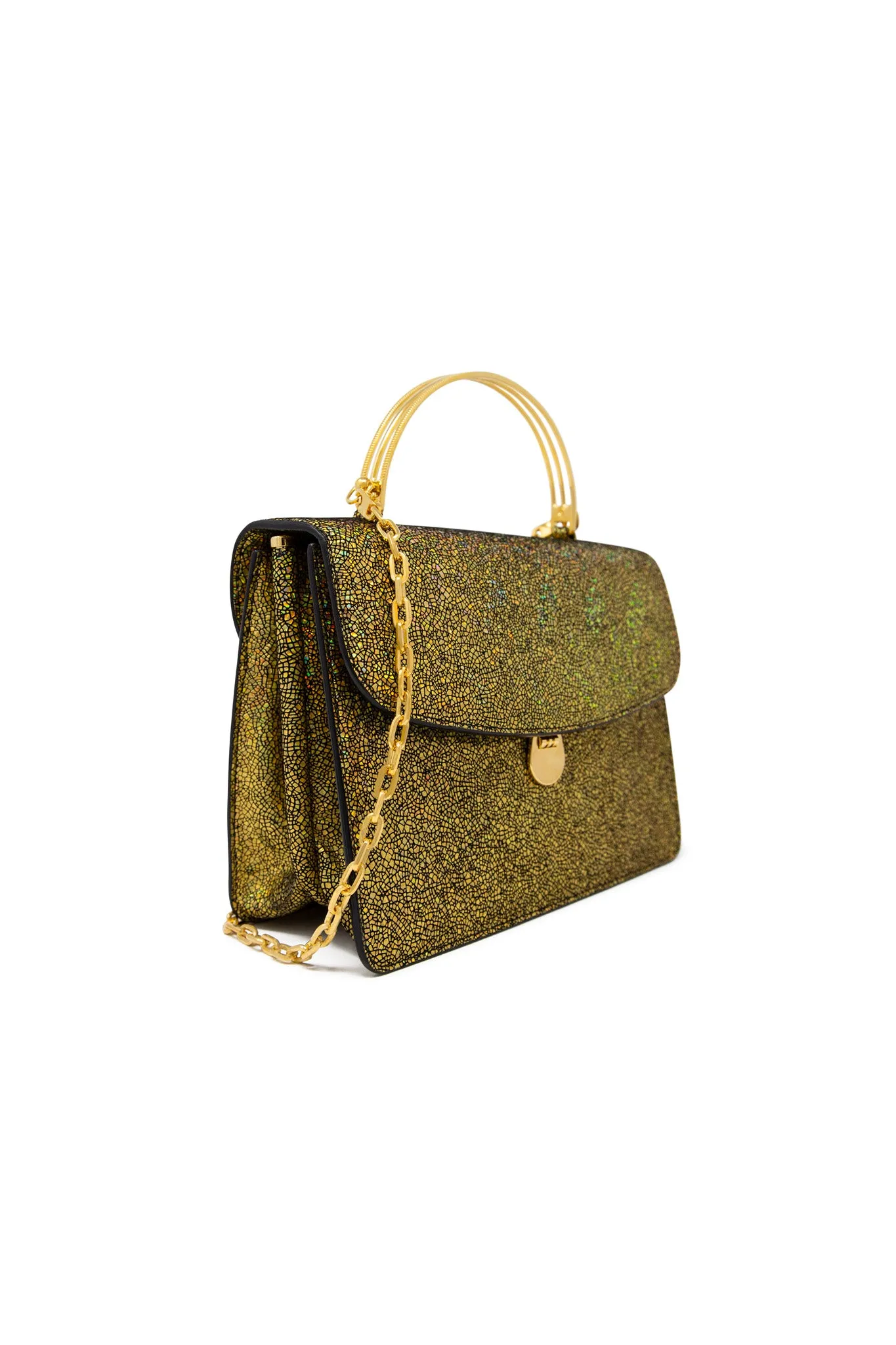 Charlie Top Handle Bag in Gold Lava Leather
